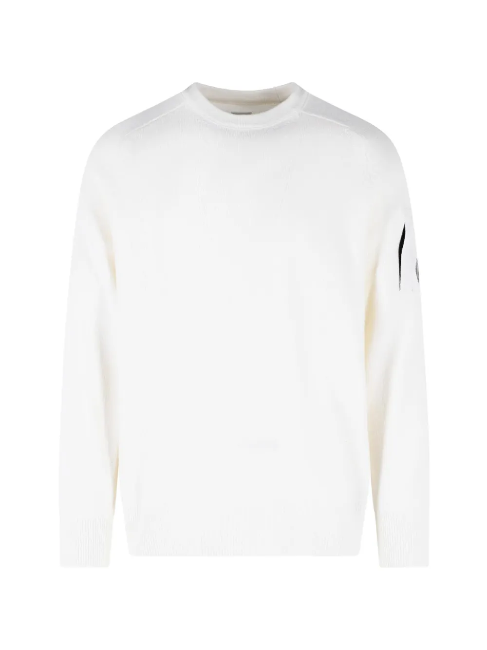 C.P. Company lens-detail ribbed-shoulder sweater - Bianco