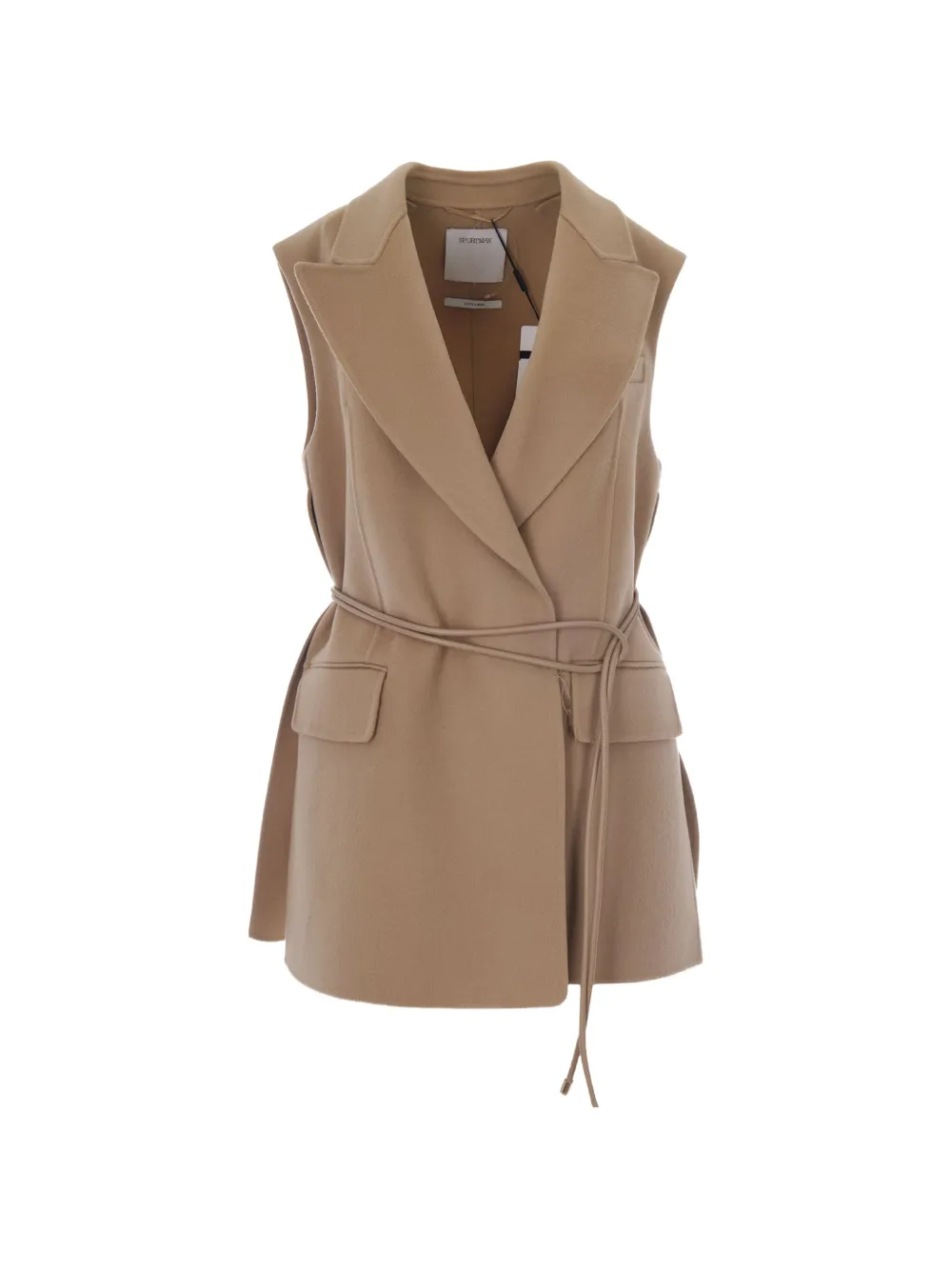 Sportmax belted-waist sleeveless waistcoat - Marrone