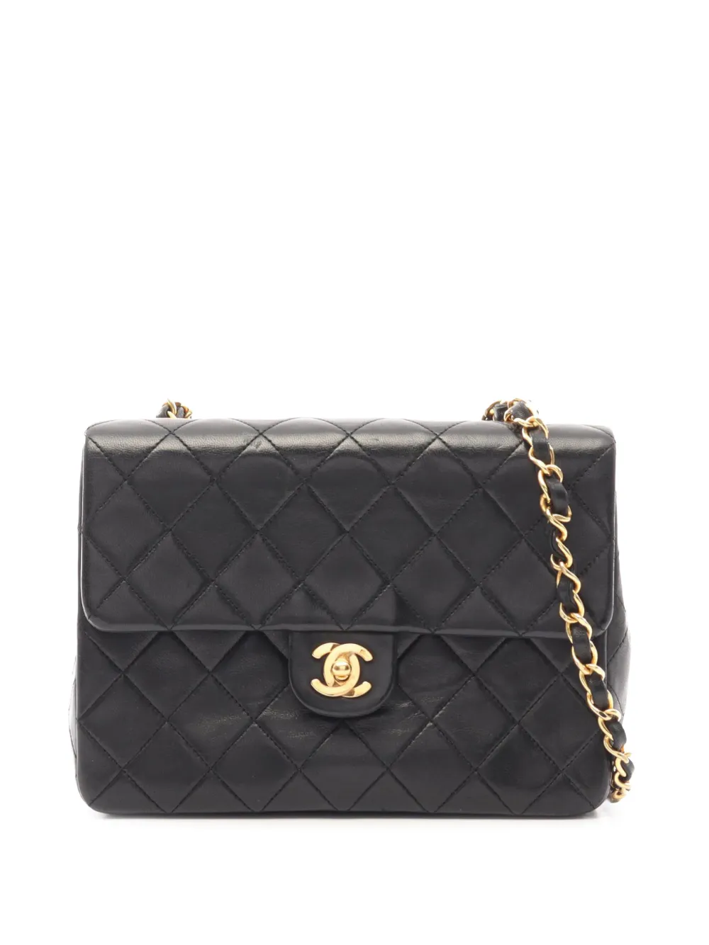 CHANEL Pre-Owned 1989-1991 Small Square Quilted Lambskin Flap crossbody bag - Nero