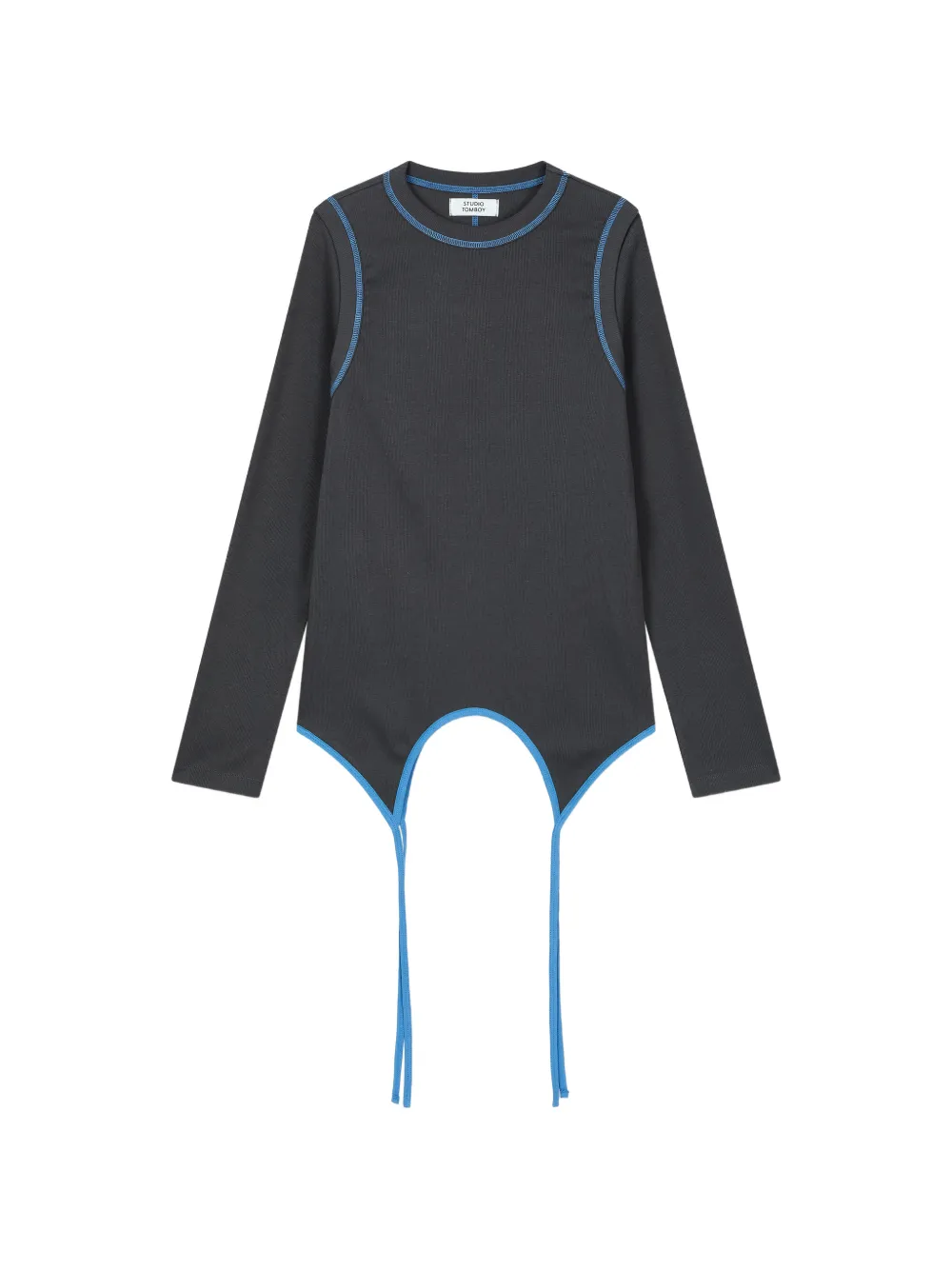 TOMBOY ribbed contrast-stitch long-sleeve cotton T-shirt · OS