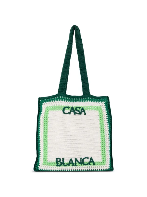 Casablanca Crochet Cotton Tote Bag in Green