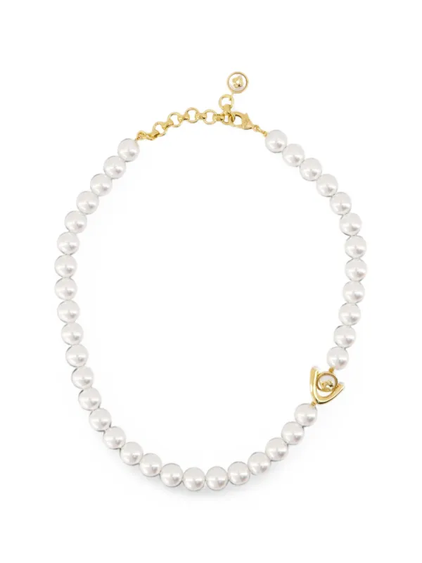 Casablanca Lotus Faux-pearl Necklace in Gold