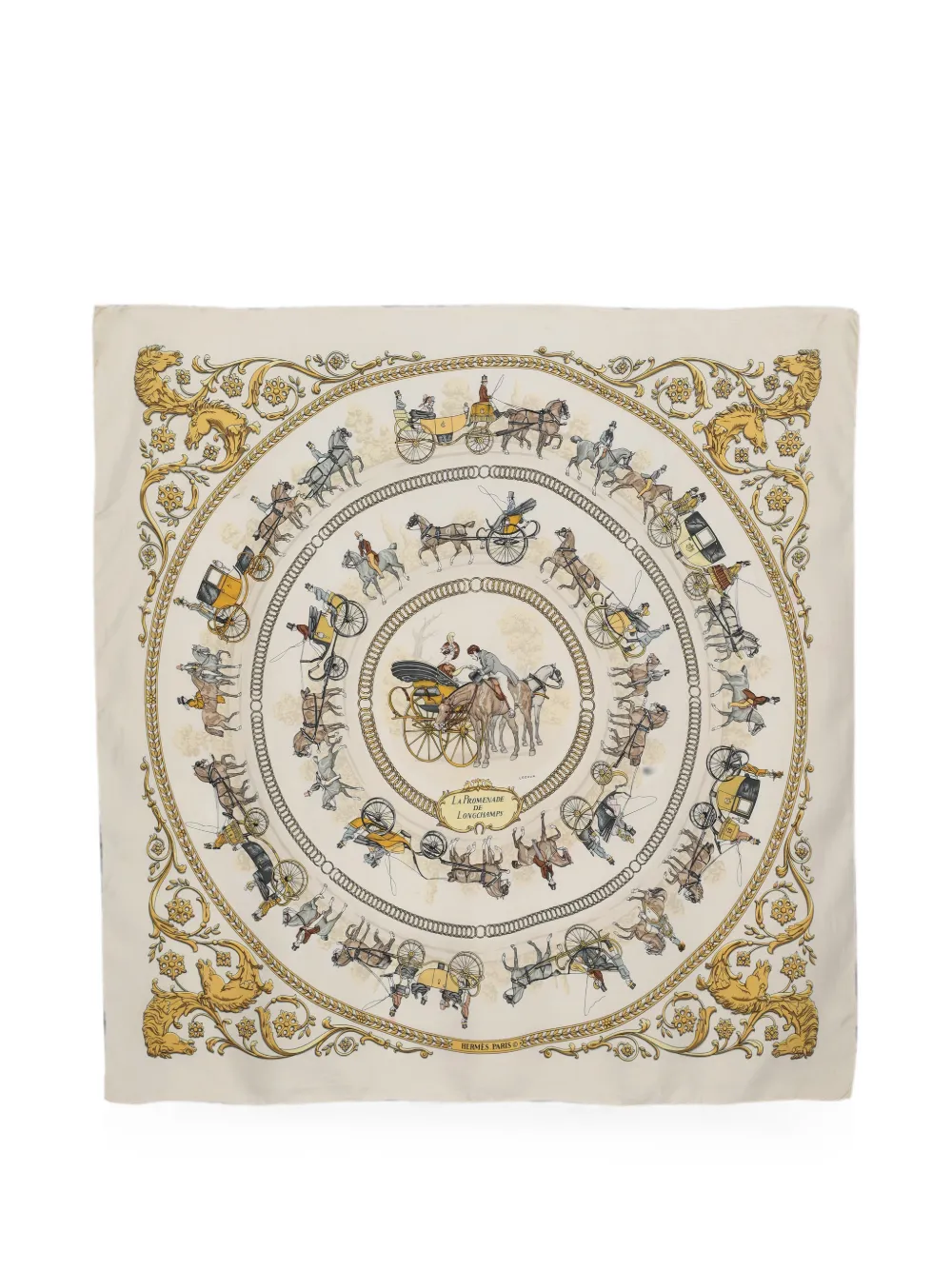Hermès Pre-Owned Equestrian silk scarf - Nude
