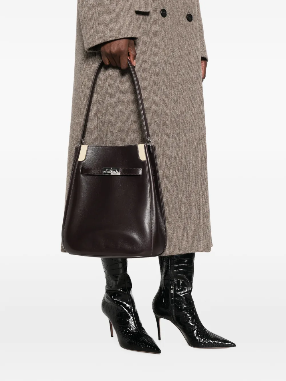 Tory Burch Lee Radziwill schoudertas Bruin