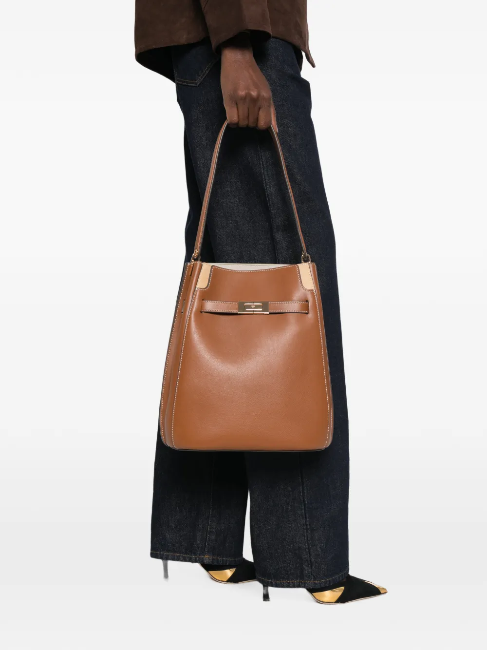 Tory Burch Lee Radziwill bucket-tas Bruin