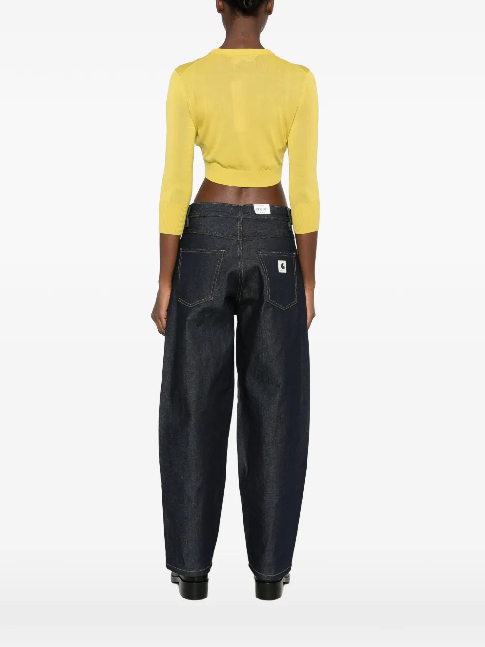 EB Denim Juniper cropped vest Geel