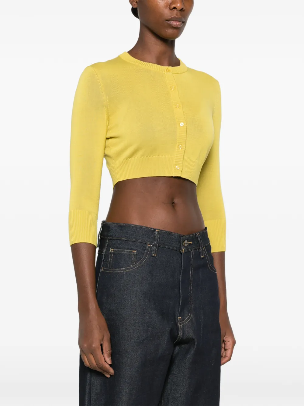 EB Denim Juniper cropped vest Geel