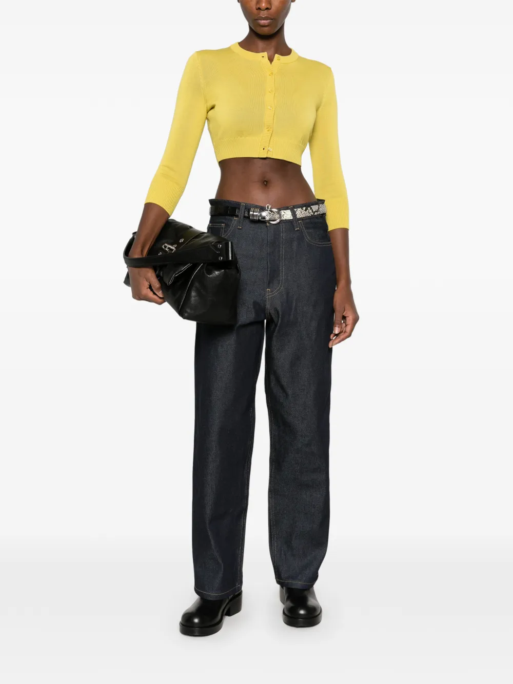EB Denim Juniper cropped vest Geel