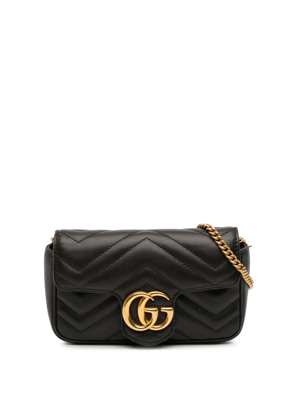 Gucci Pre-Owned 2016-2026 Mini GG Marmont Matelasse Calfskin Flap crossbody bag - Nero