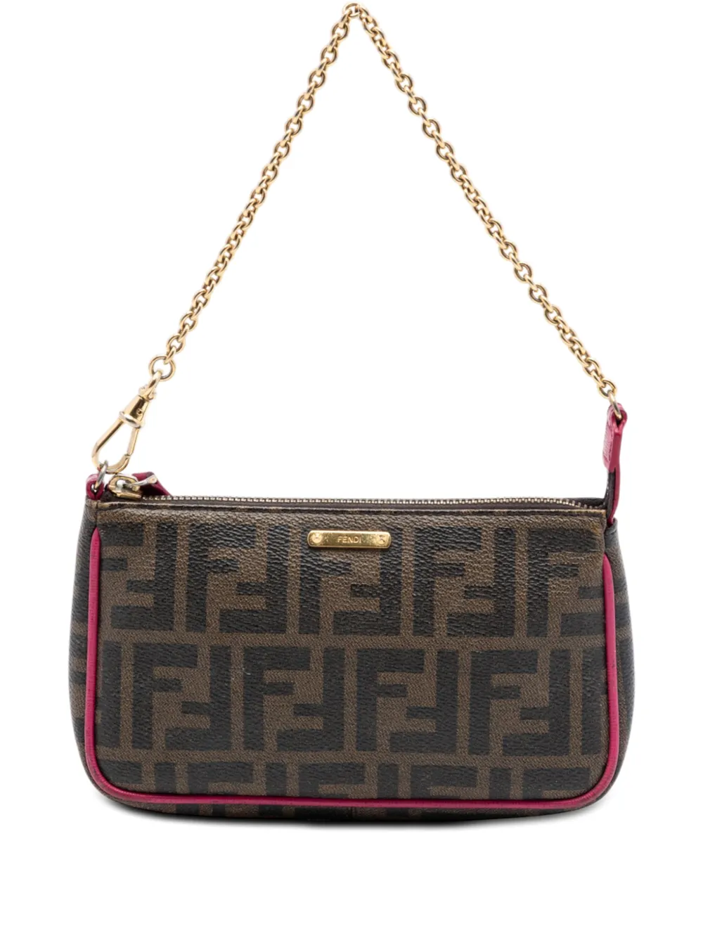Fendi Pre-Owned 2010-2026 Zucca Spalmati Chain Pochette shoulder bag - Marrone