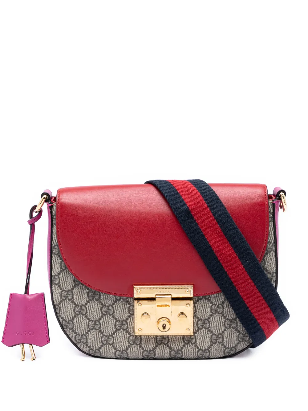 Gucci Pre-Owned 2016-2026 GG Supreme Web Padlock crossbody bag - Toni neutri