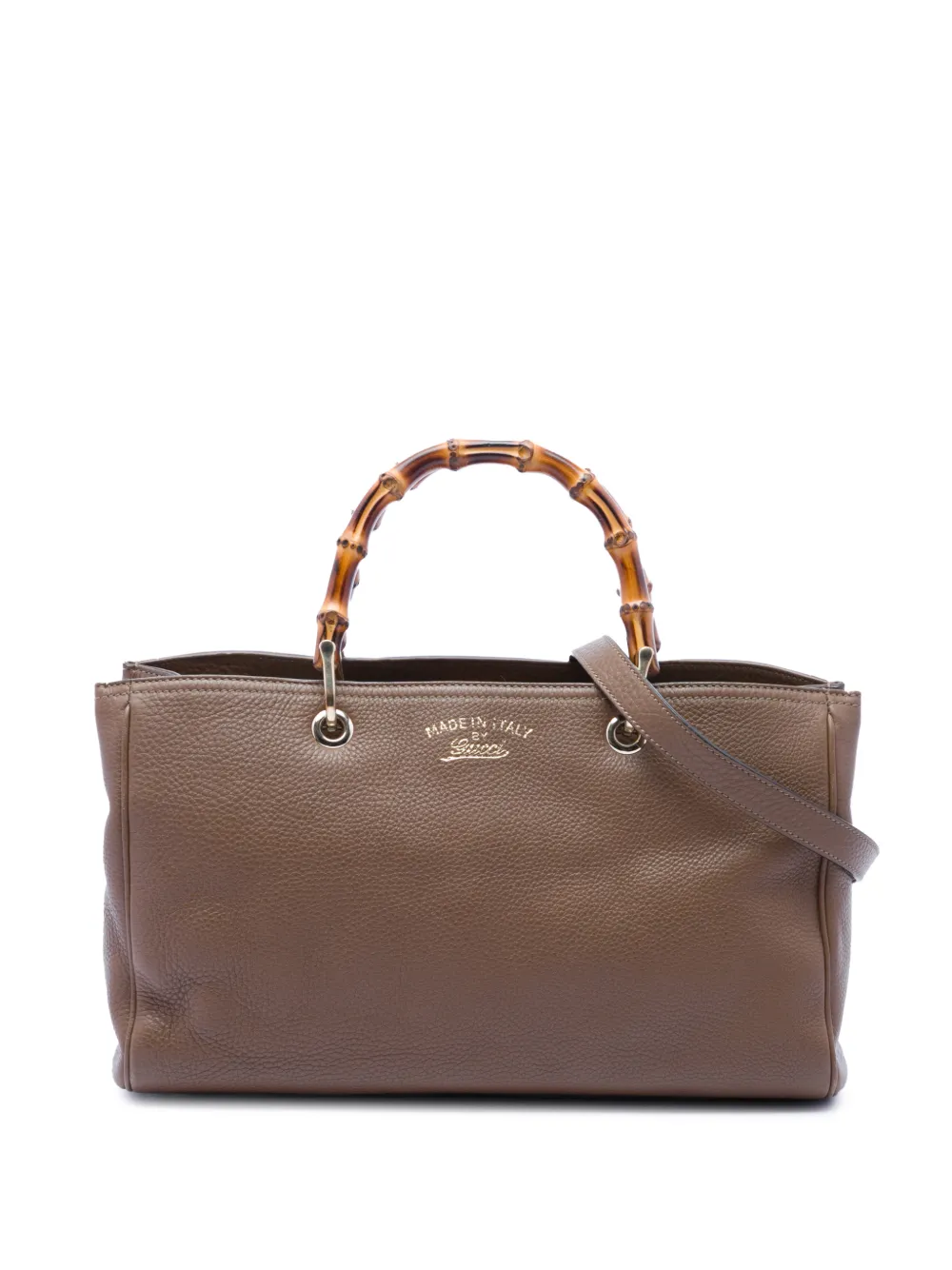 Gucci Pre-Owned 2016-2026 Medium Calfskin Bamboo Shopper satchel - Marrone