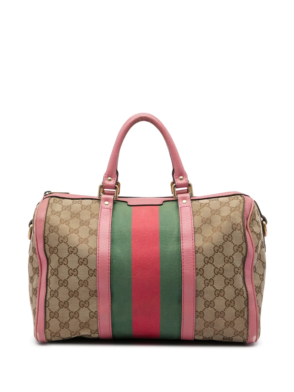 Gucci Pre-Owned 2016-2026 Medium GG Canvas Web Joy Boston Bag satchel - Nude