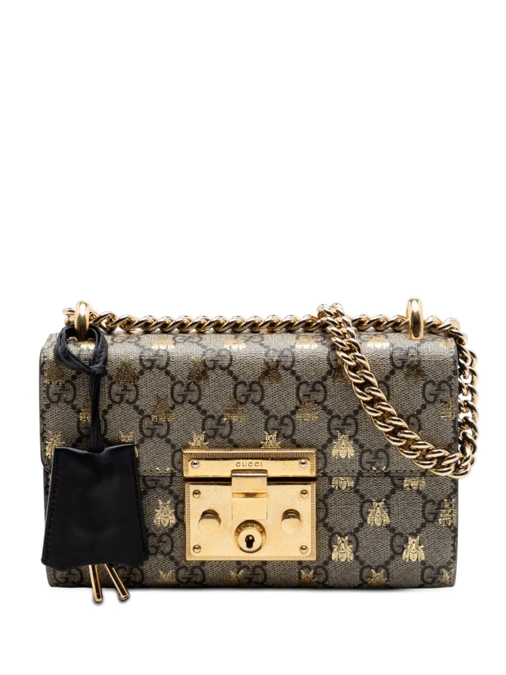 Gucci Pre-Owned 2016-2026 Small GG Supreme Bee Padlock crossbody bag - Nero