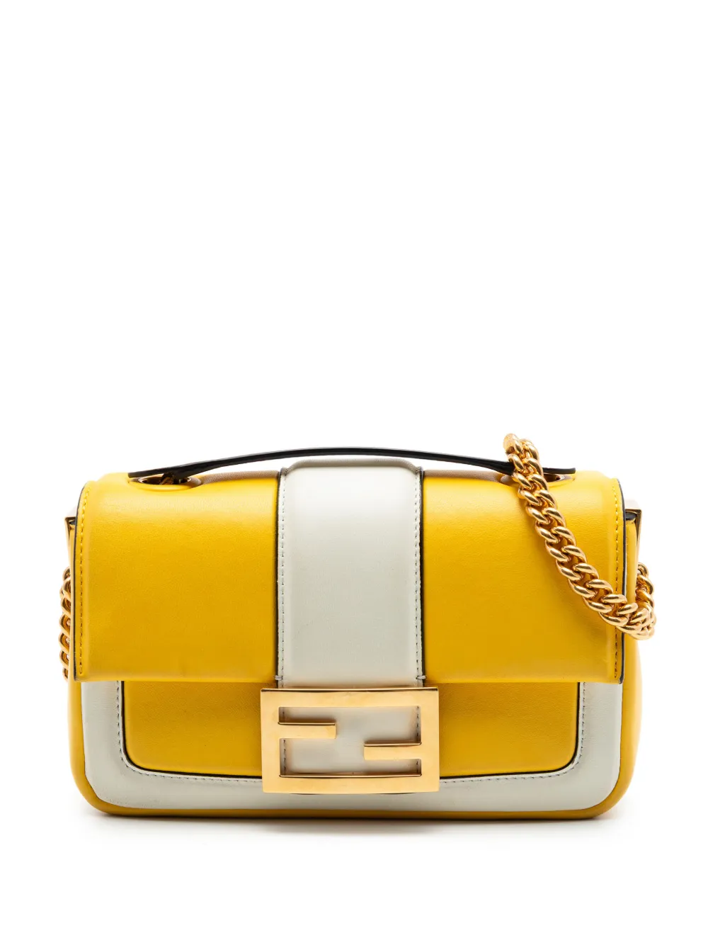 Fendi Pre-Owned 2010-2026 Mini Bicolor Nappa Apolo Chain Baguette shoulder bag - Giallo