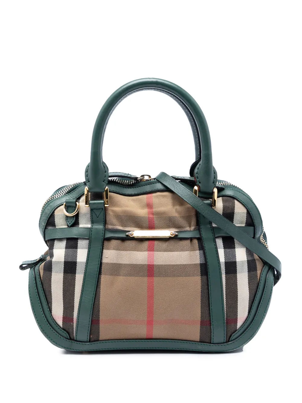Burberry Pre-Owned 2000-2017 Small Leather Trimmed House Check Canvas Bridle Orchard satchel - Toni neutri