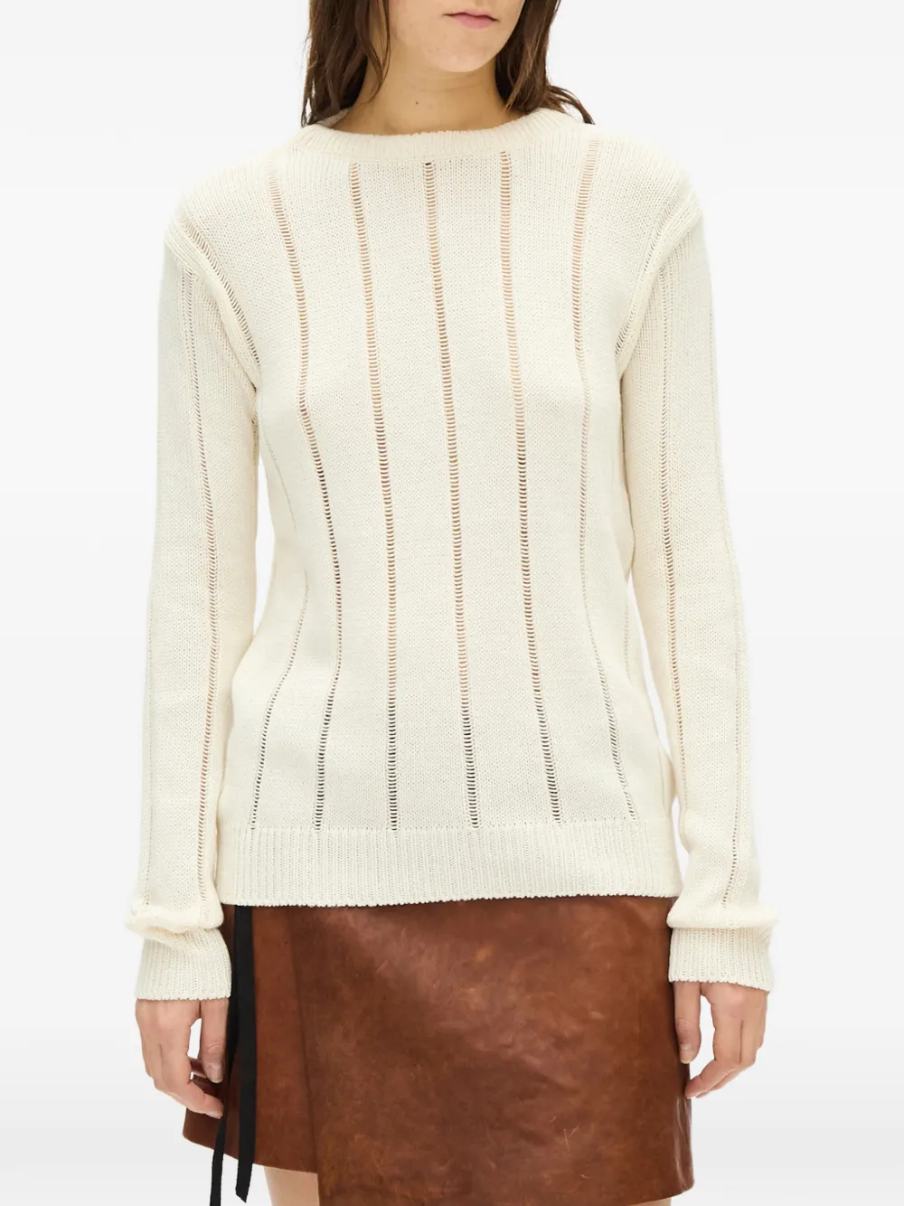 Ann Demeulemeester Pullover mit Lochstrickmuster - Weiß