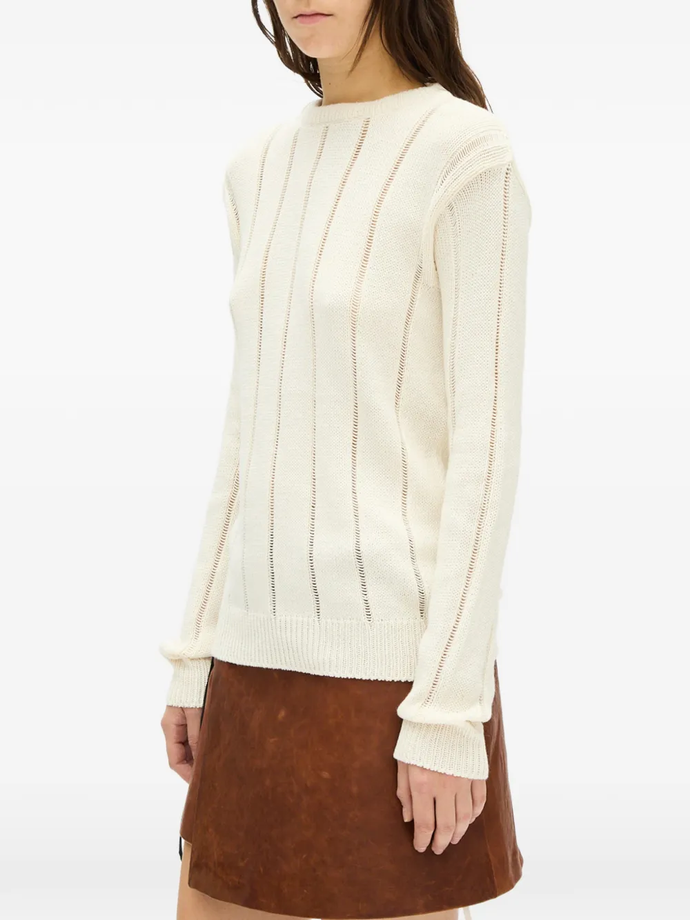 Ann Demeulemeester Open-knit Sweater in White, view 3