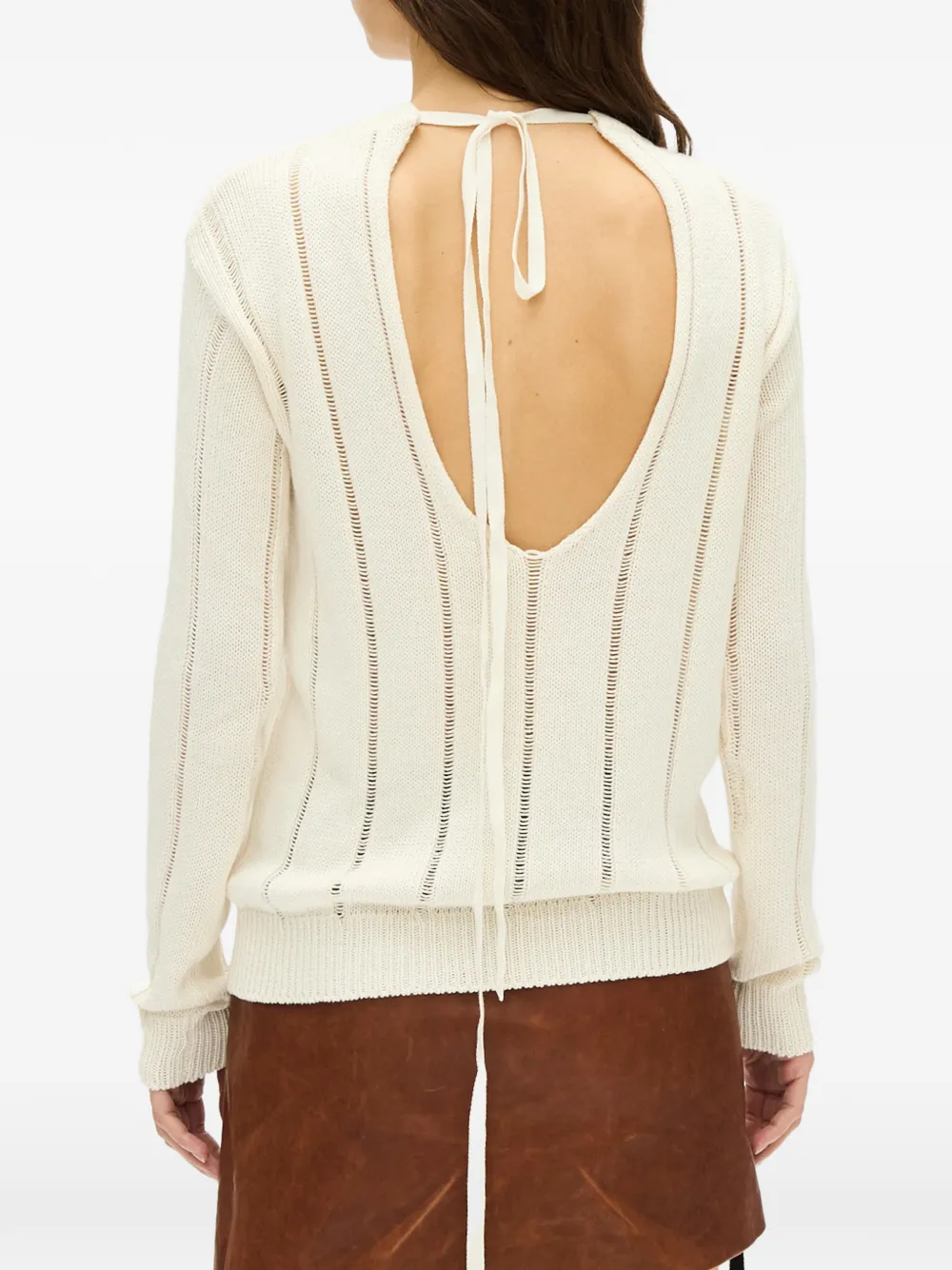 Ann Demeulemeester Open-knit Sweater in White, view 4