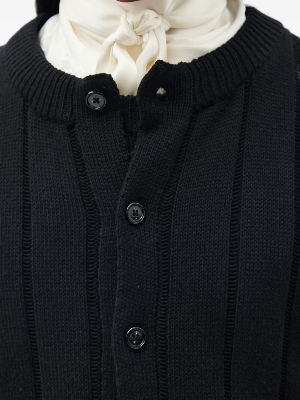 Ann Demeulemeester open-knit button-up Sweater | Black | FARFETCH