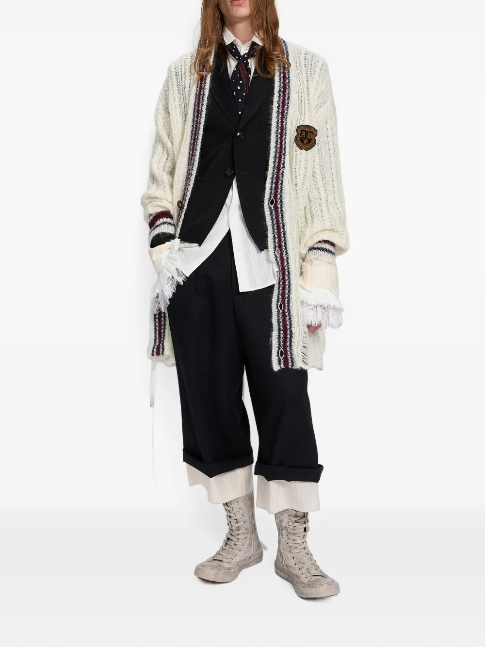 Ann Demeulemeester Wollen broek met wijde pijpen Zwart