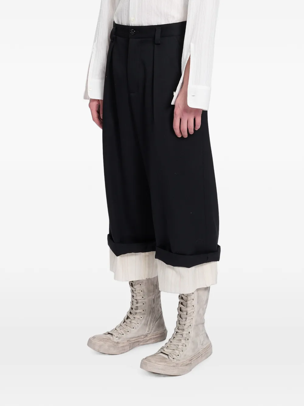Ann Demeulemeester Wollen broek met wijde pijpen Zwart