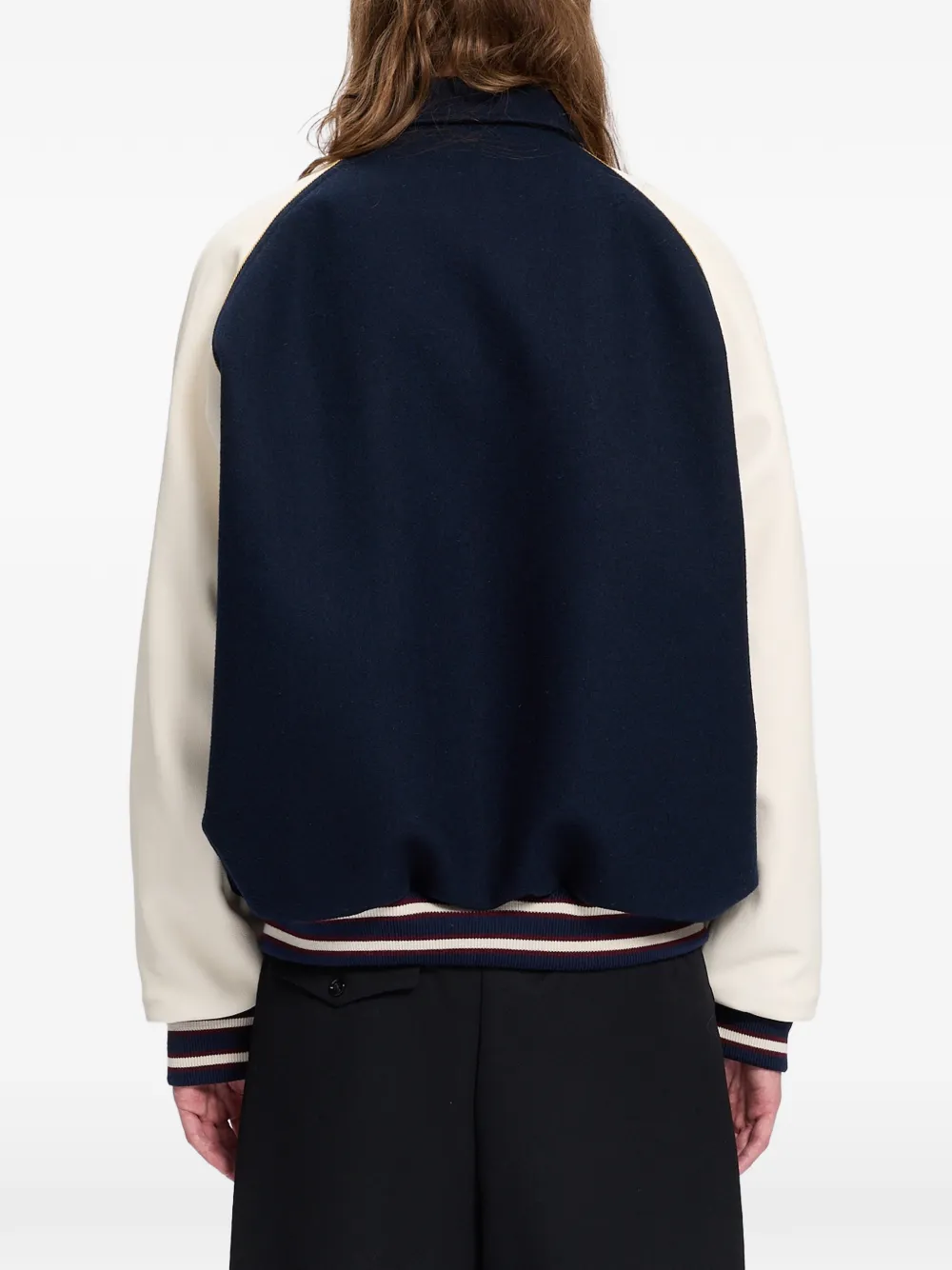 Ann Demeulemeester Bomberjack met geborduurd logo en vlakken Blauw
