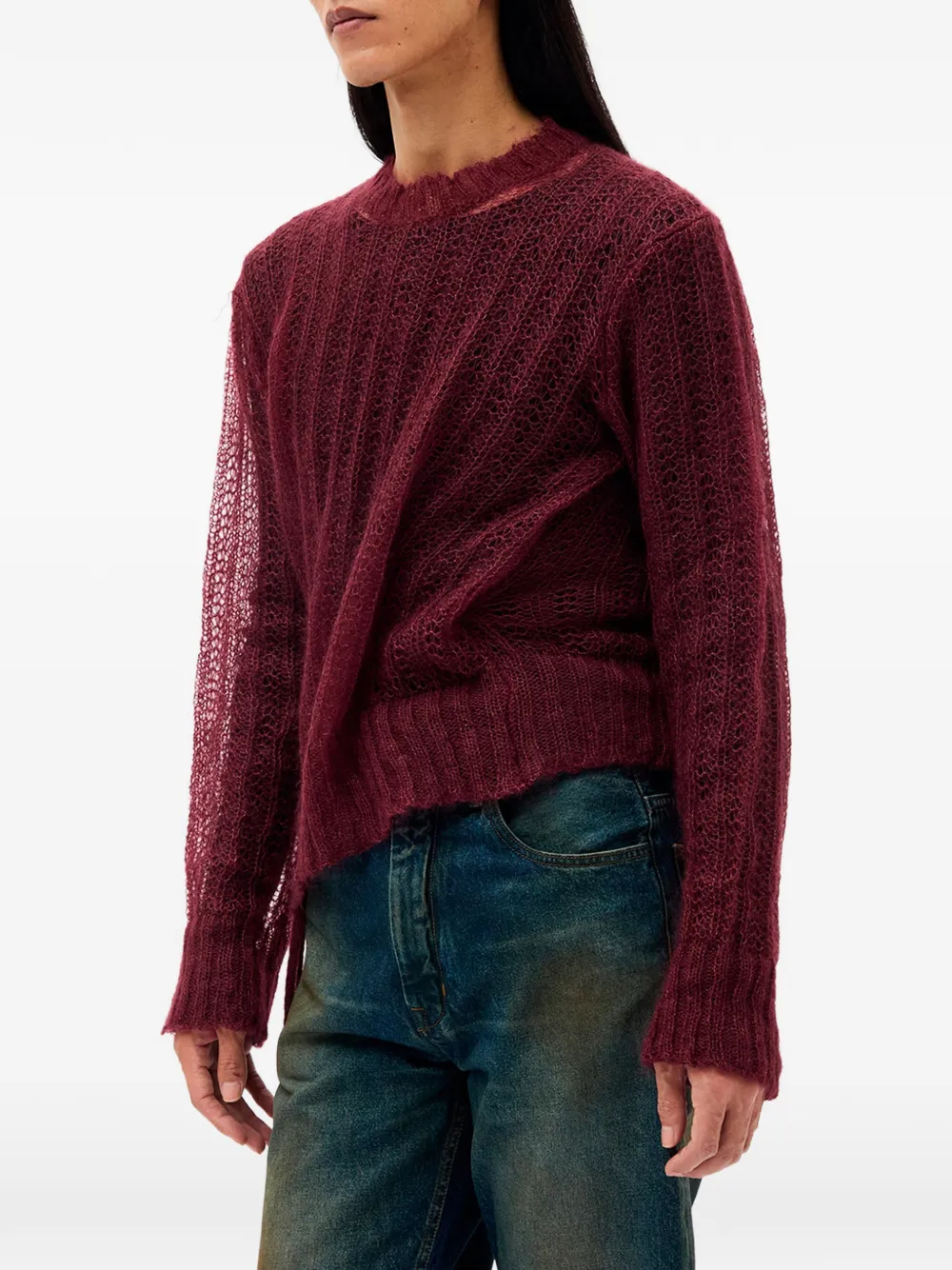 Ann Demeulemeester Levar opengebreide trui Rood