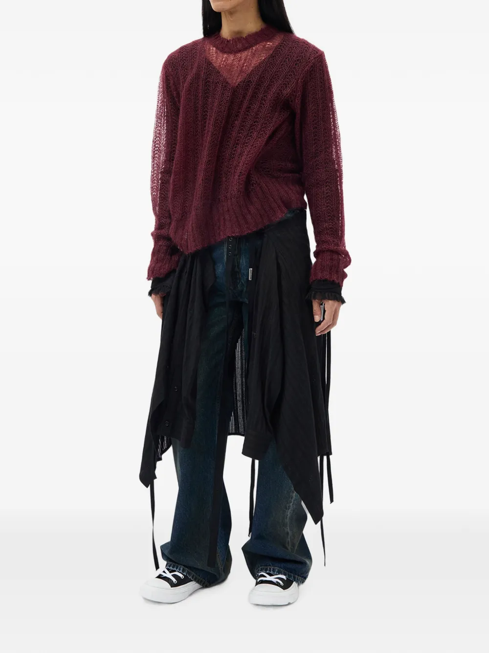 Ann Demeulemeester Levar opengebreide trui Rood