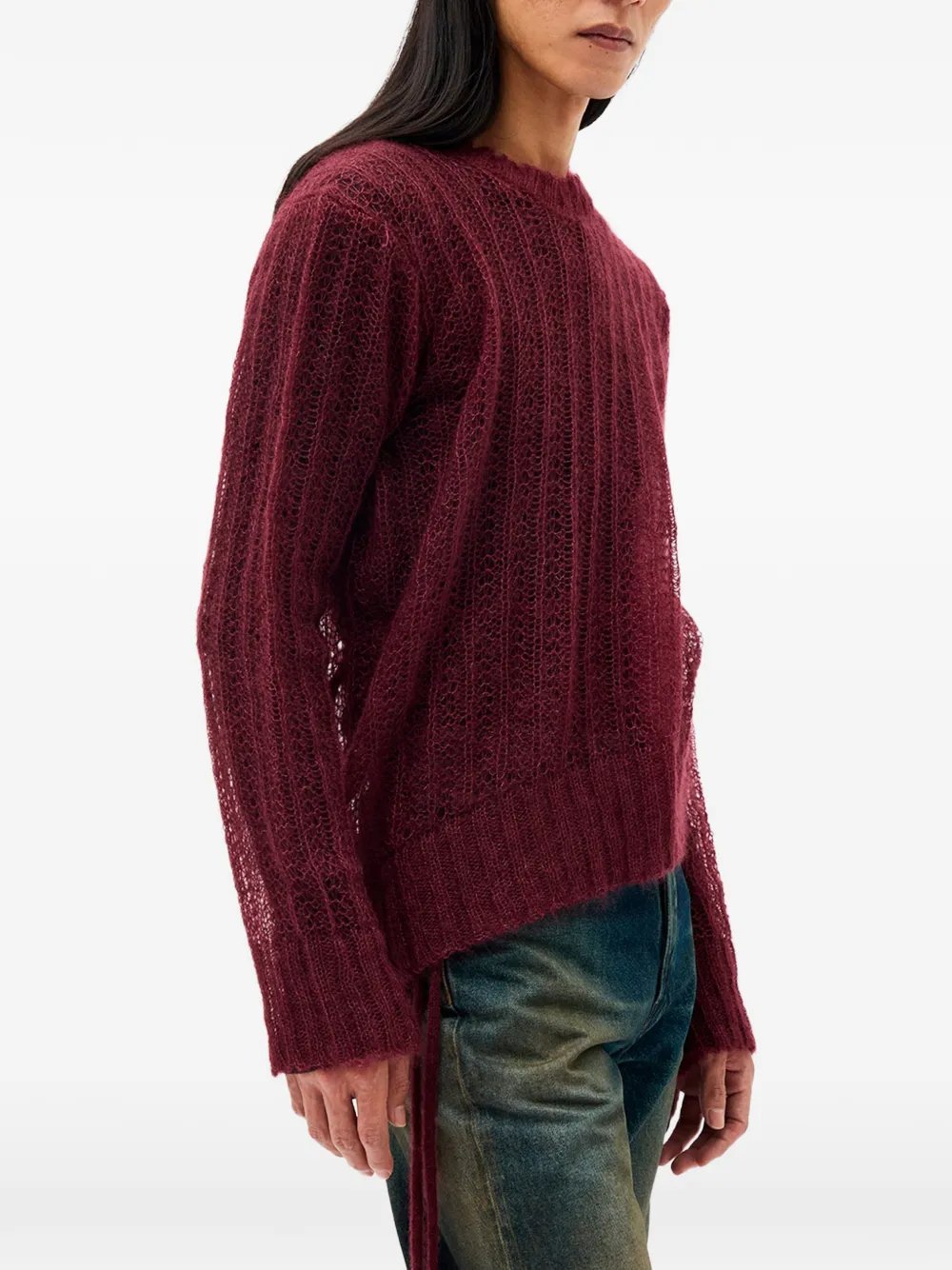 Ann Demeulemeester Levar opengebreide trui Rood