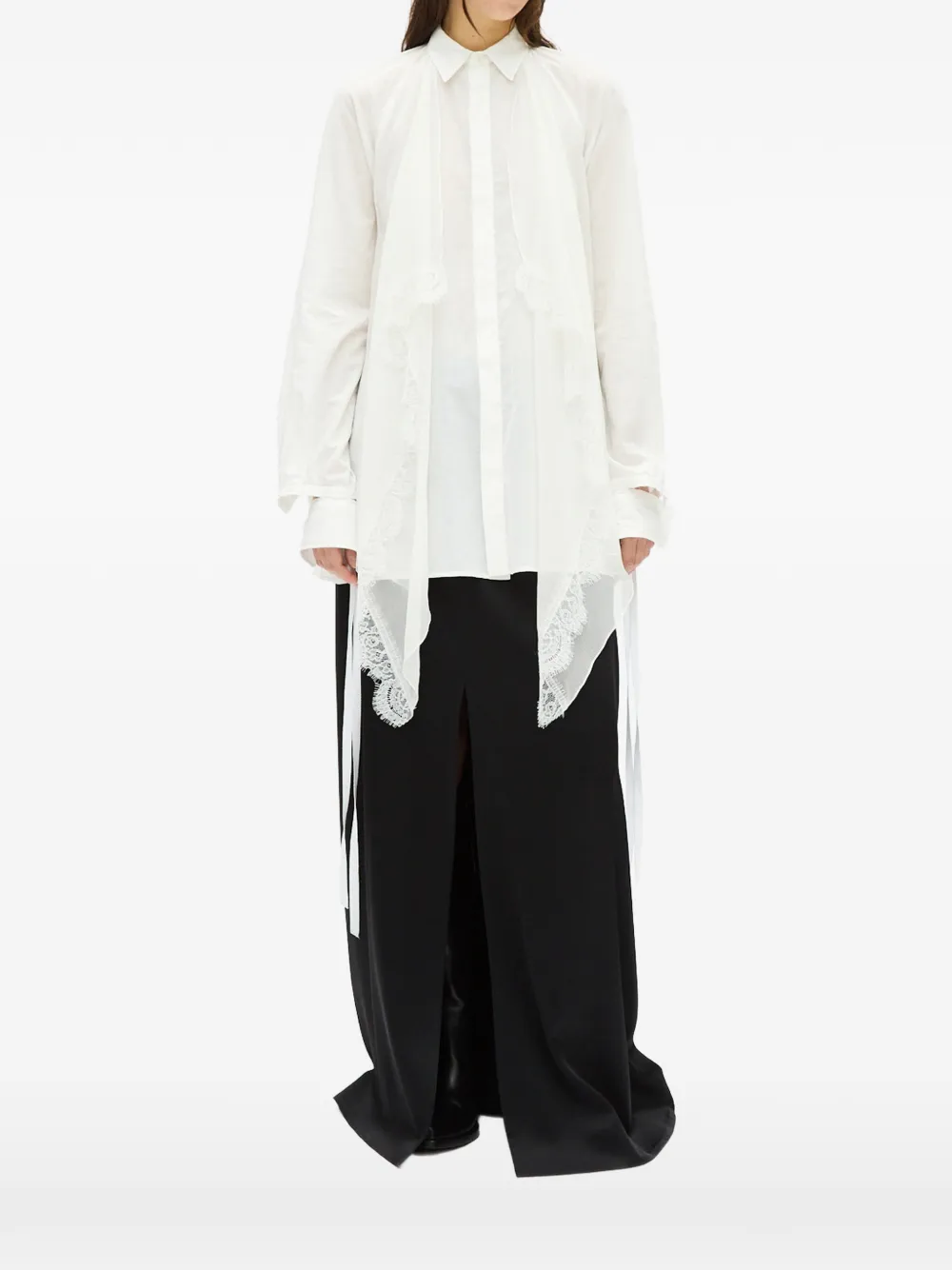 Ann Demeulemeester Sini lace-trimmed shirt - Bianco