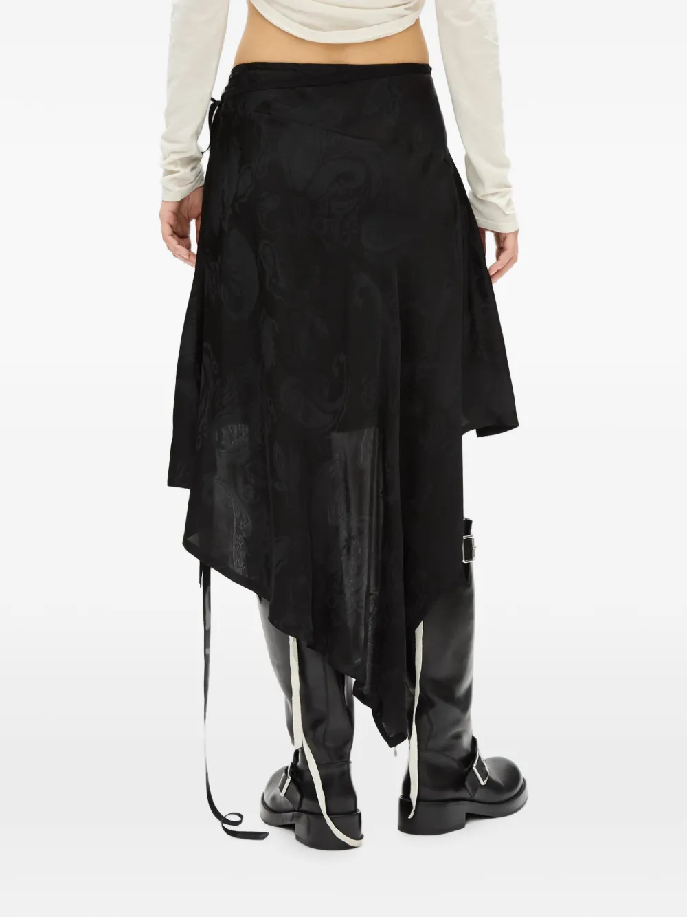 Ann Demeulemeester Asymmetrische rok met paisley-jacquard Zwart