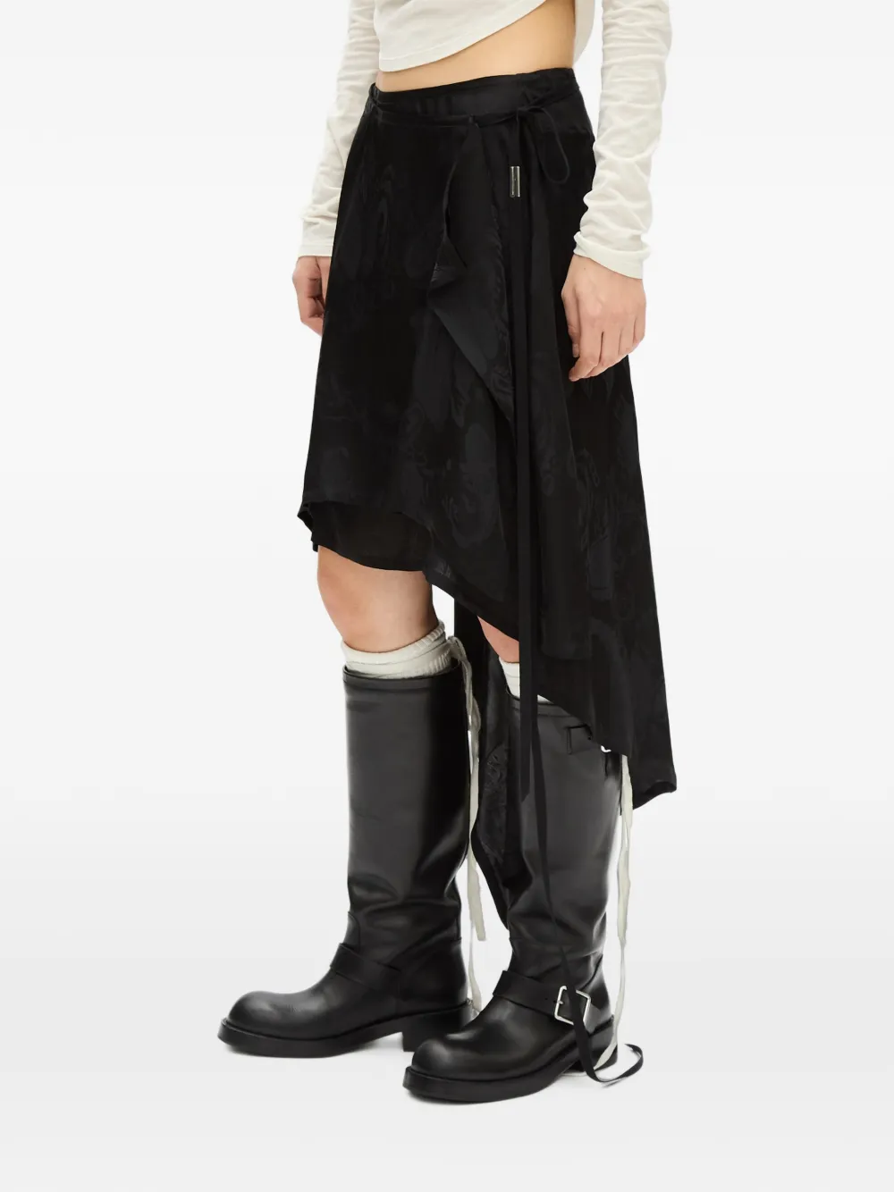 Ann Demeulemeester Asymmetrische rok met paisley-jacquard Zwart