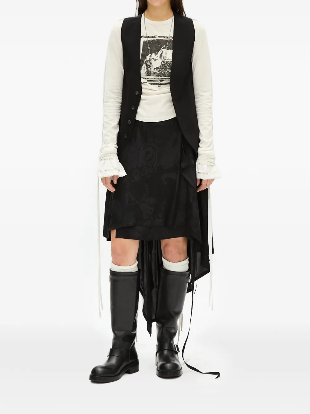 Ann Demeulemeester Asymmetrische rok met paisley-jacquard Zwart