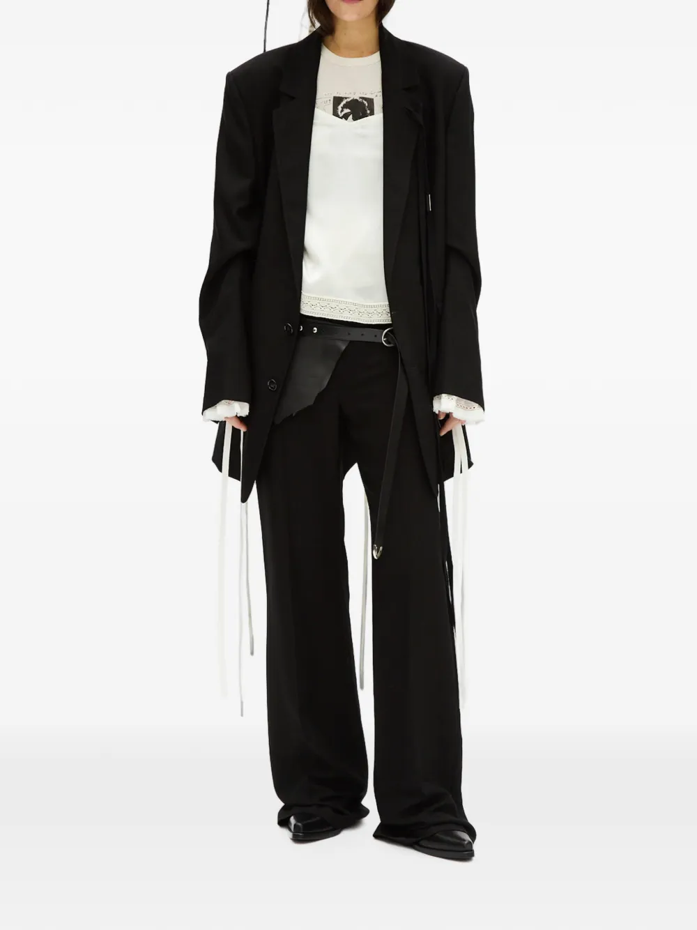Ann Demeulemeester Zijden top Wit