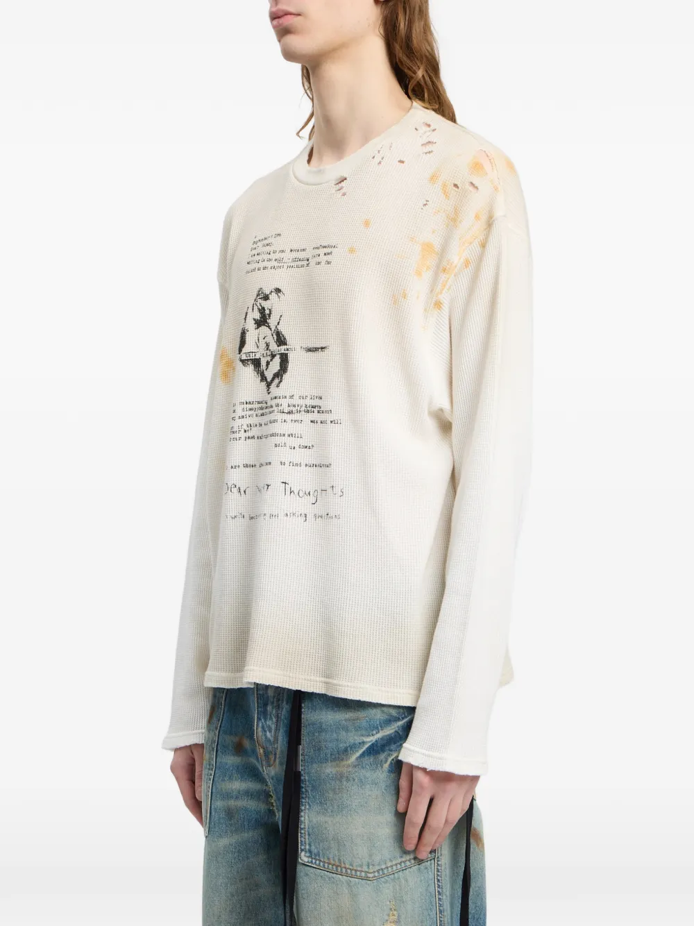 Ann Demeulemeester Emil Dear Diary T-shirt met lange mouwen Beige