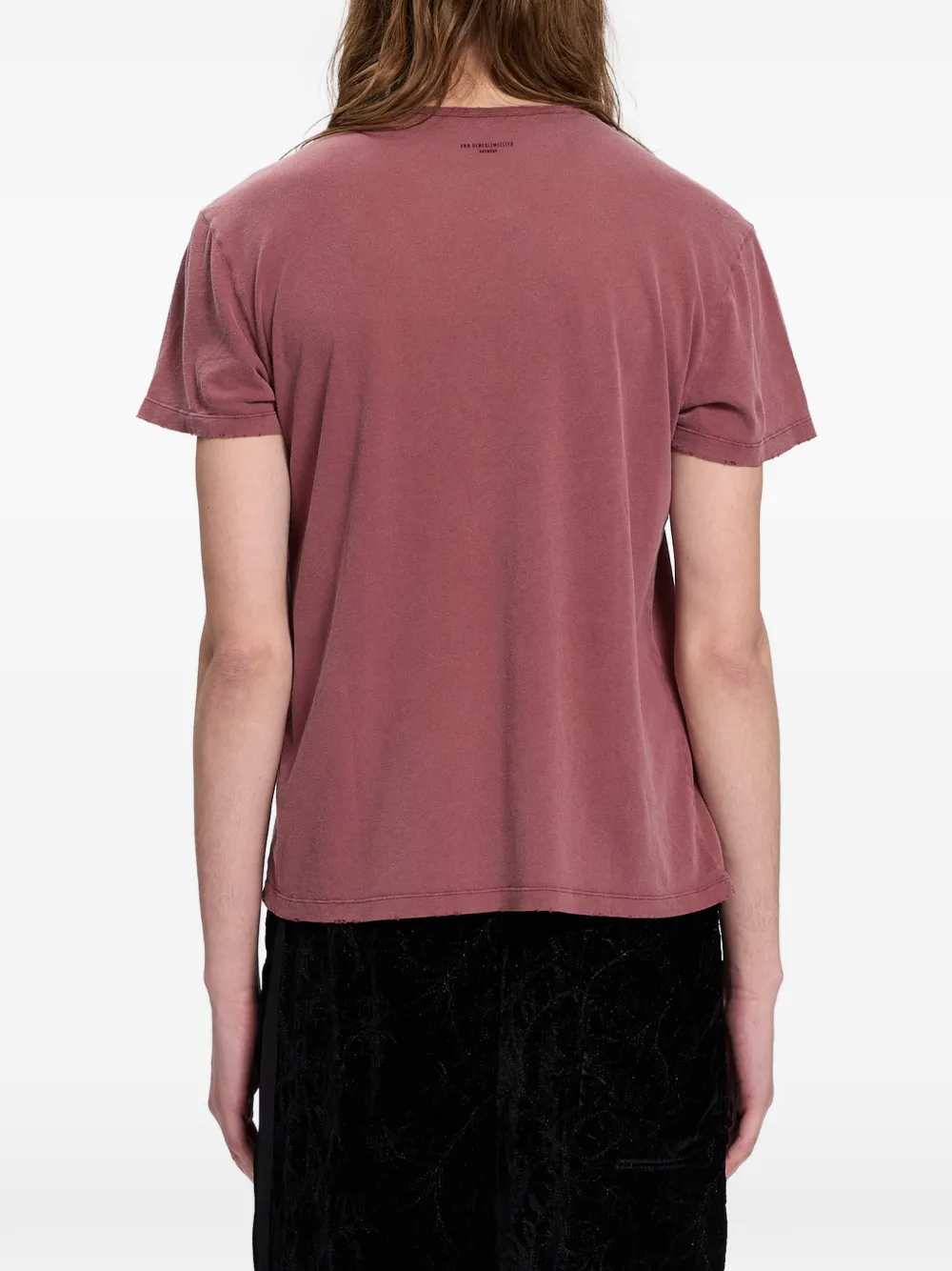 Ann Demeulemeester Gerafeld T-shirt met tekst Rood