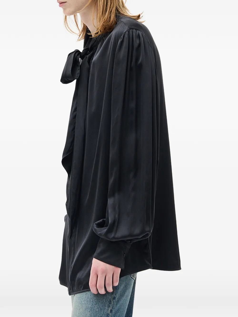 Ann Demeulemeester Runo overhemd met strik Zwart