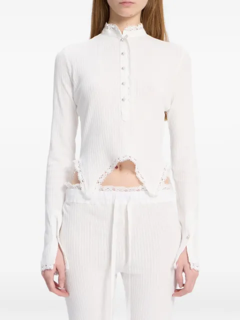 Ann Demeulemeester lace-trim ribbed top