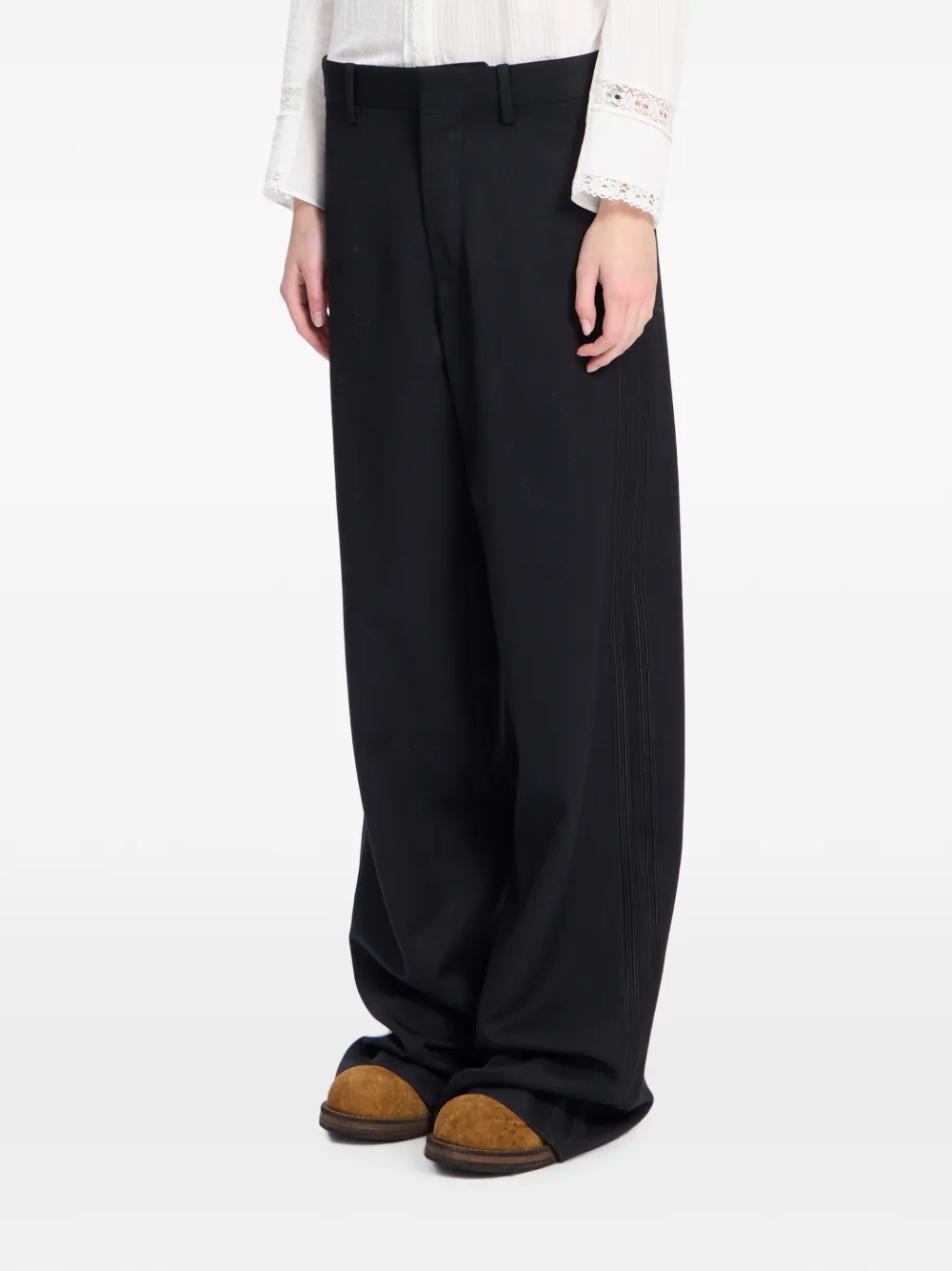 Ann Demeulemeester Wollen gabardine broek Zwart
