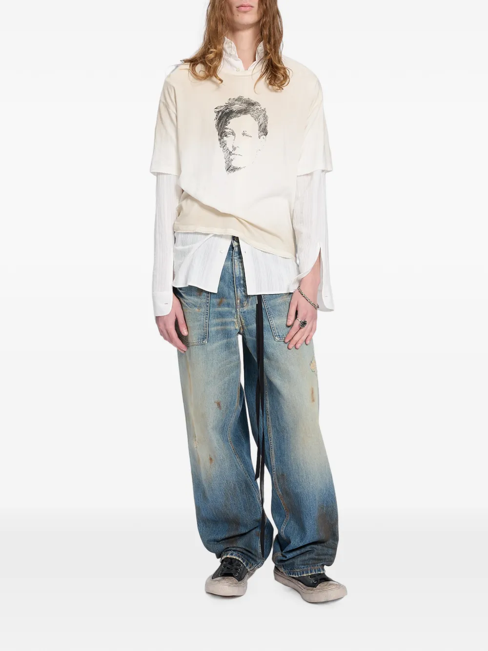 Ann Demeulemeester Gerafelde jeans Blauw