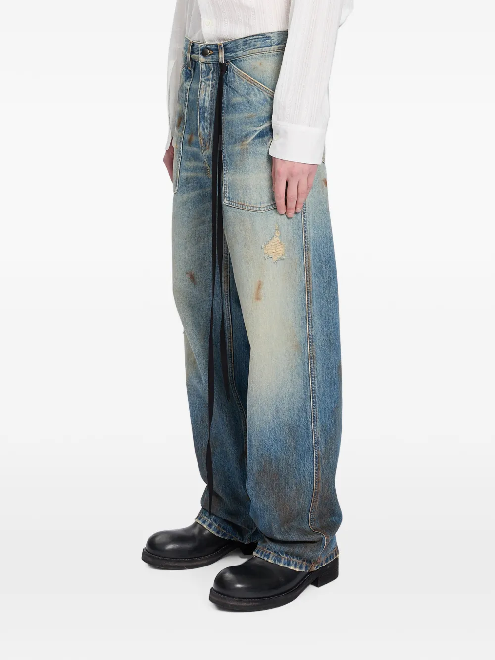 Ann Demeulemeester Gerafelde jeans Blauw