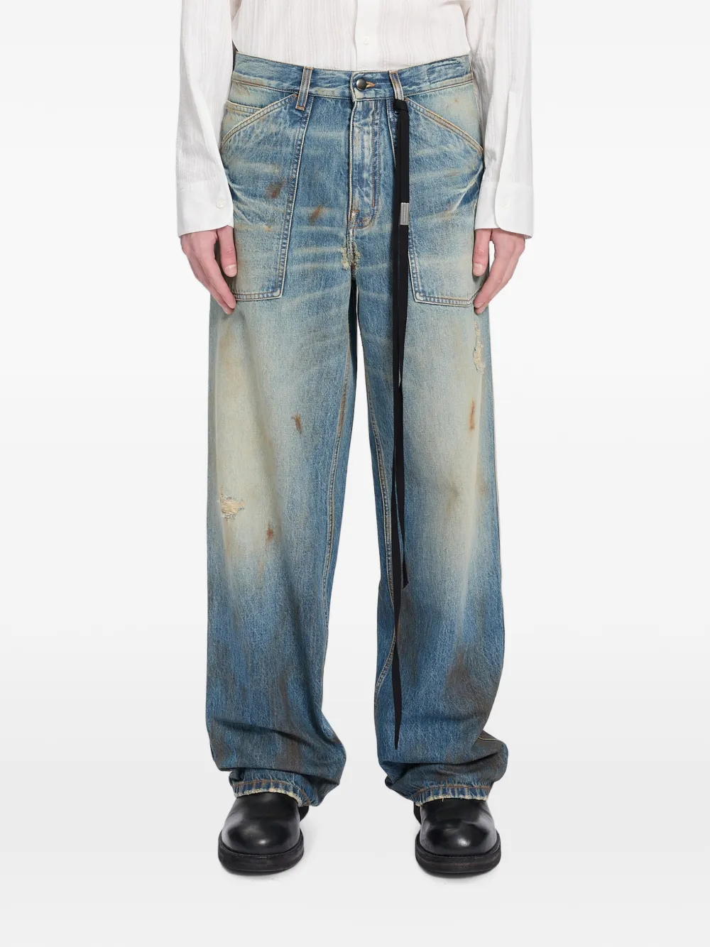 Ann Demeulemeester distressed wide-leg jeans
