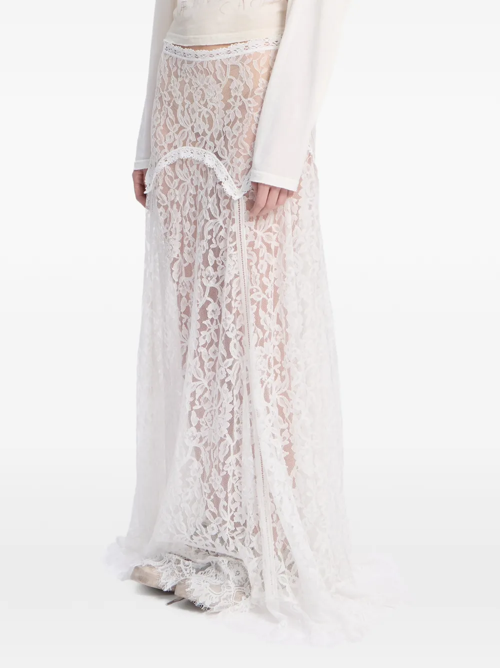 Ann Demeulemeester Maxi-rok met paisley-print en kant Wit