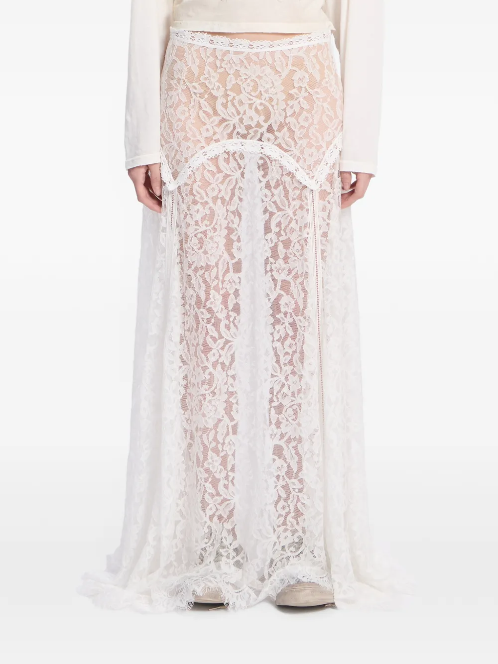 Ann Demeulemeester Maxi-rok met paisley-print en kant Wit