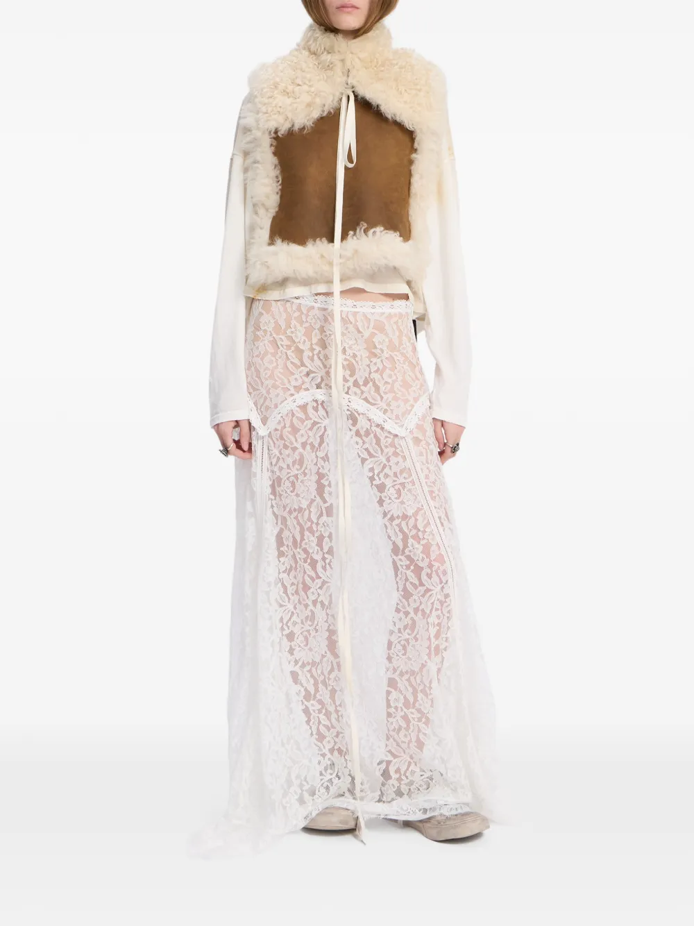 Ann Demeulemeester Maxi-rok met paisley-print en kant Wit