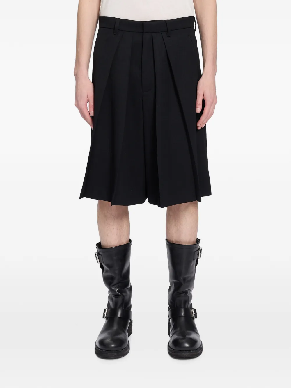 Ann Demeulemeester Weite Bermudas mit Falten - Schwarz
