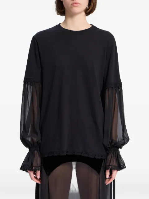 Ann Demeulemeester lace-trim cotton T-shirt