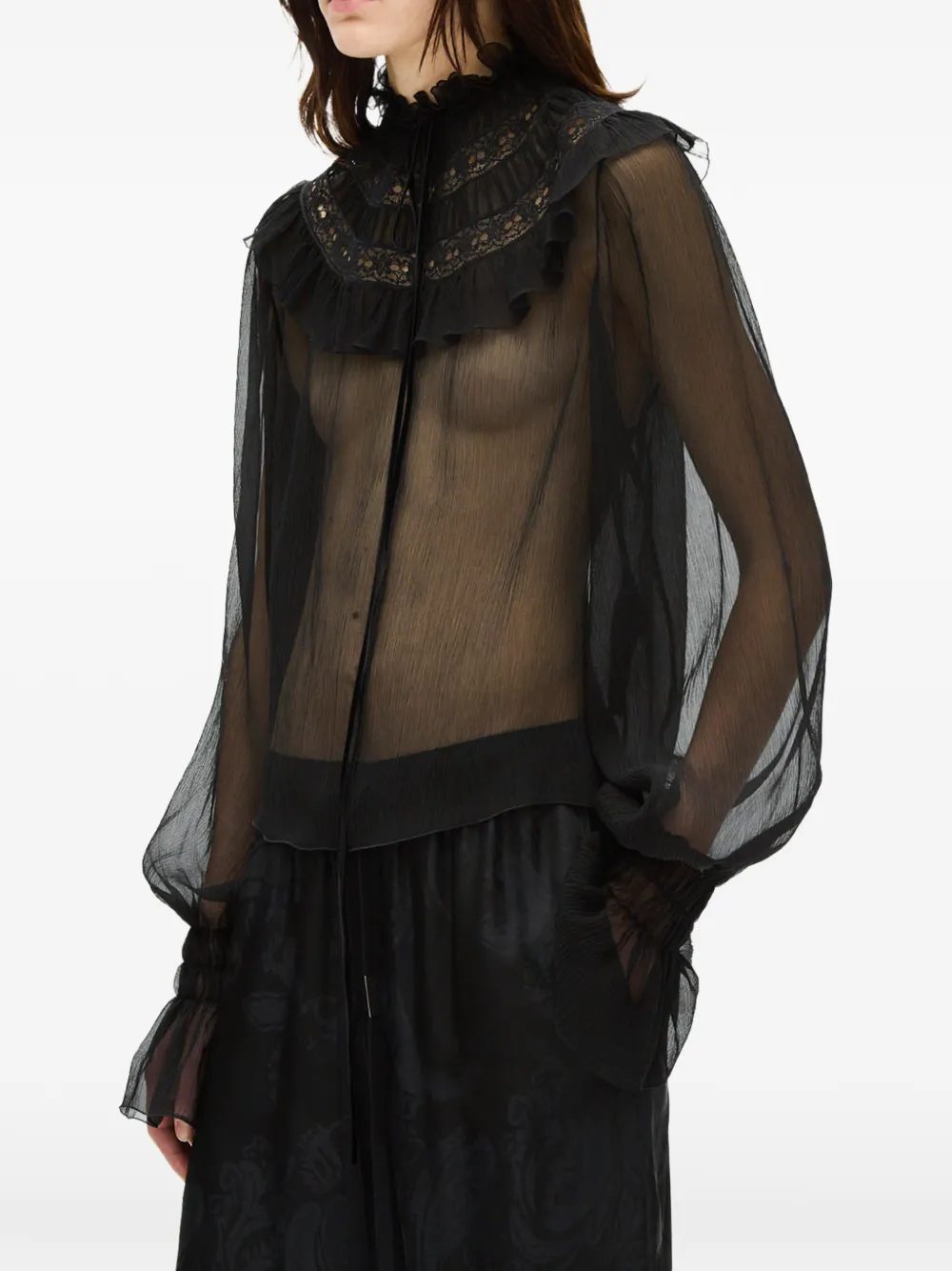 Ann Demeulemeester Palvi blouse met ruches Zwart