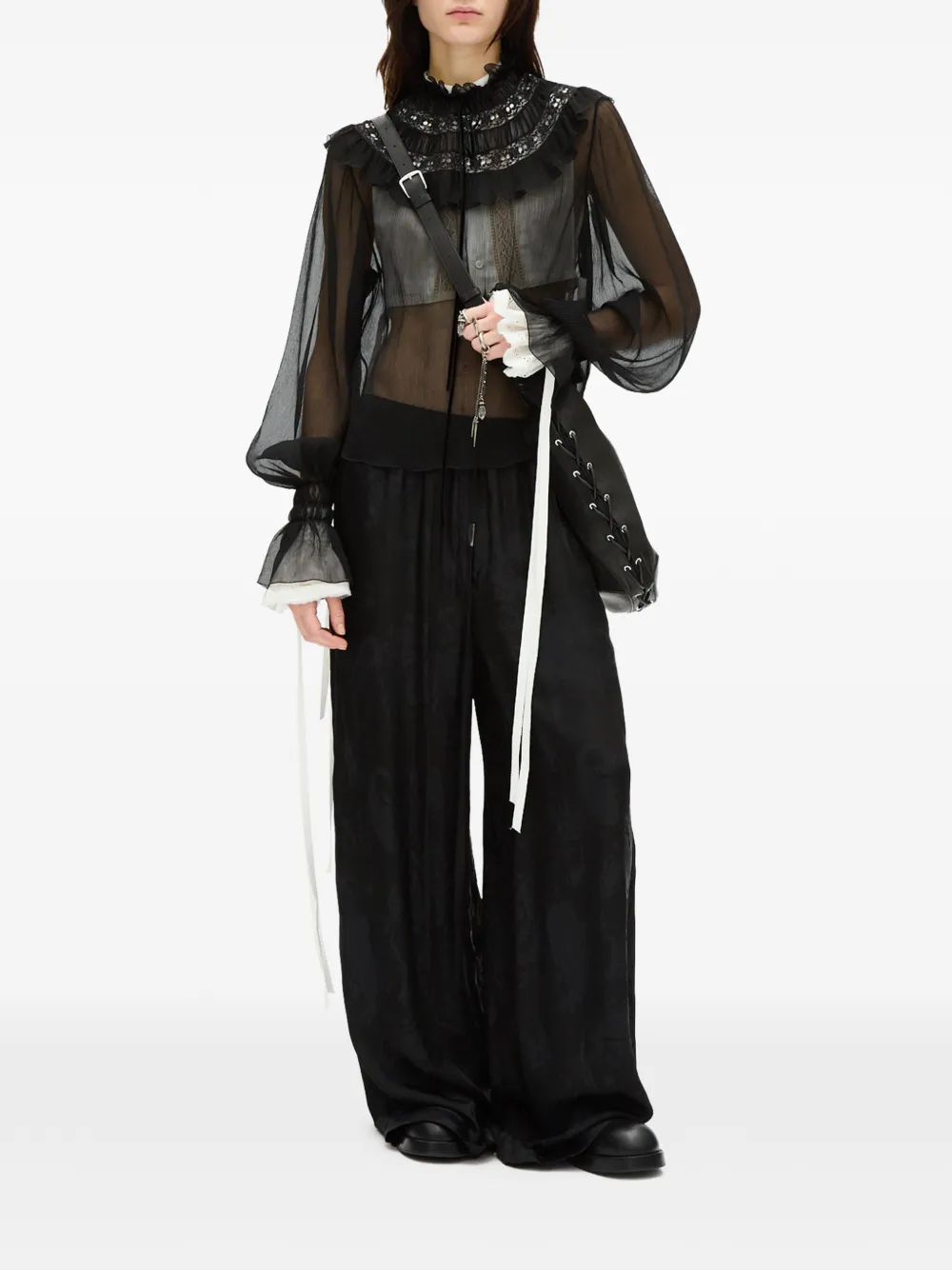 Ann Demeulemeester Palvi blouse met ruches Zwart